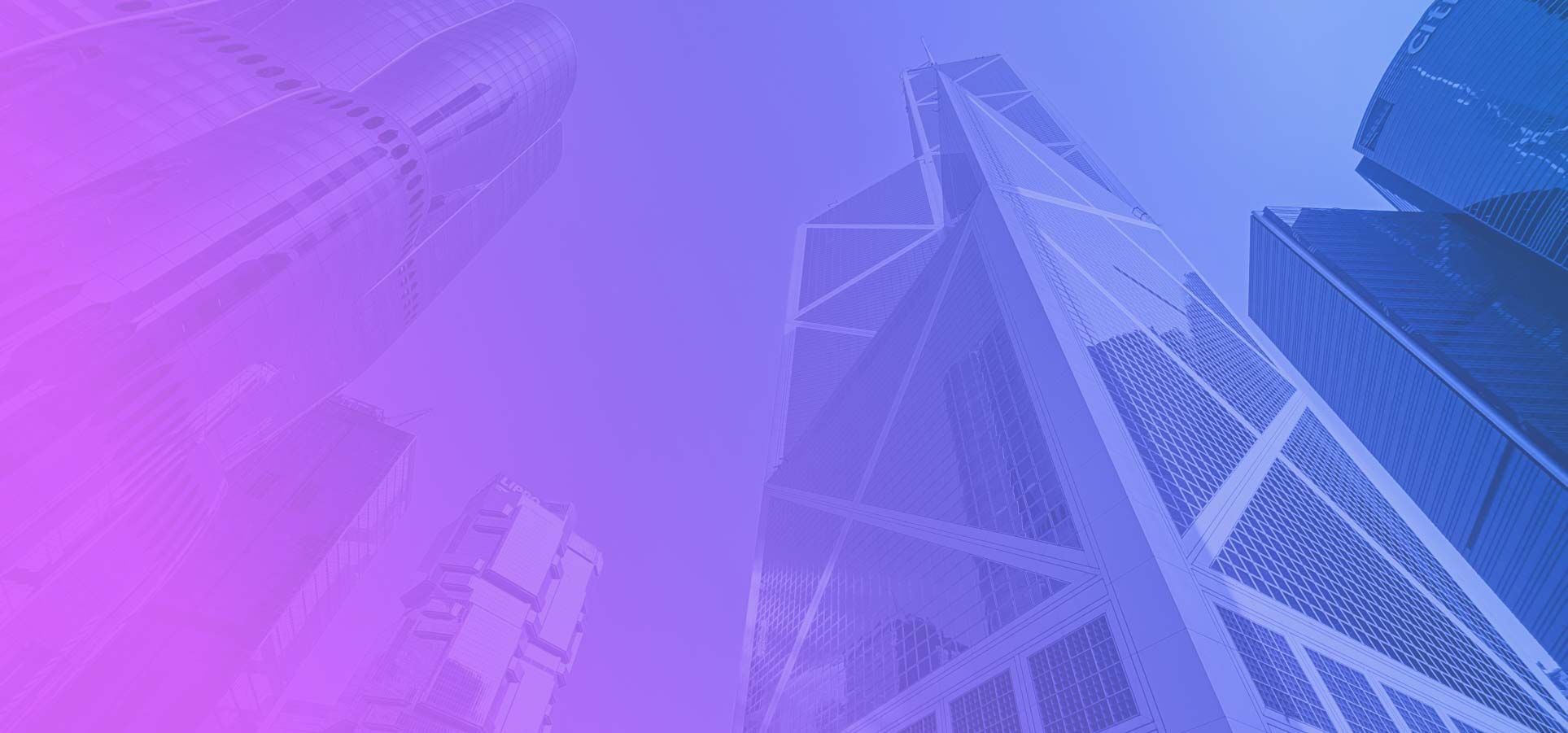 Upward view of skyscrapers for Hong Kong metro wavelength service hero banner