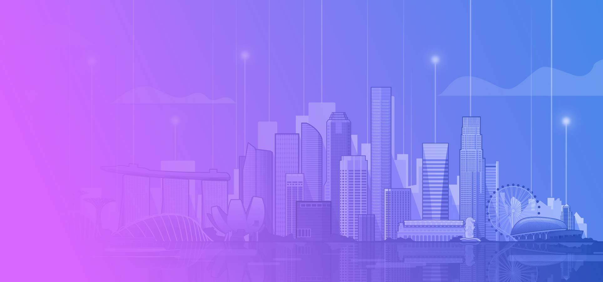 Illustrated skyline hero banner for Singapore metro network